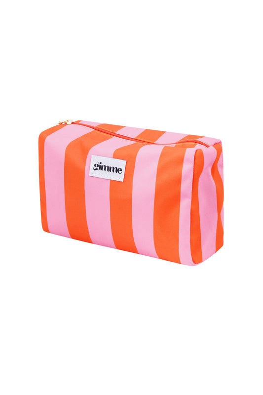 Make-up bag large stripes - Orange pink