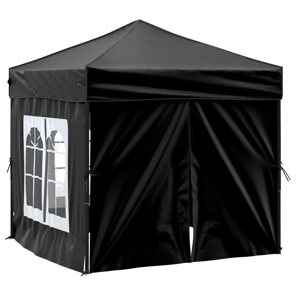 Partytent inklapbaar met zijwanden 2x2 m zwart