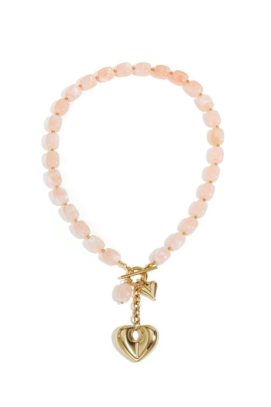 Squoval kralenketting hangend hart