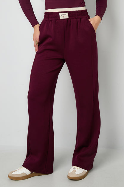 Knitted Polyester Fiber Women's Straight Leg Pants Sporty Solid Color