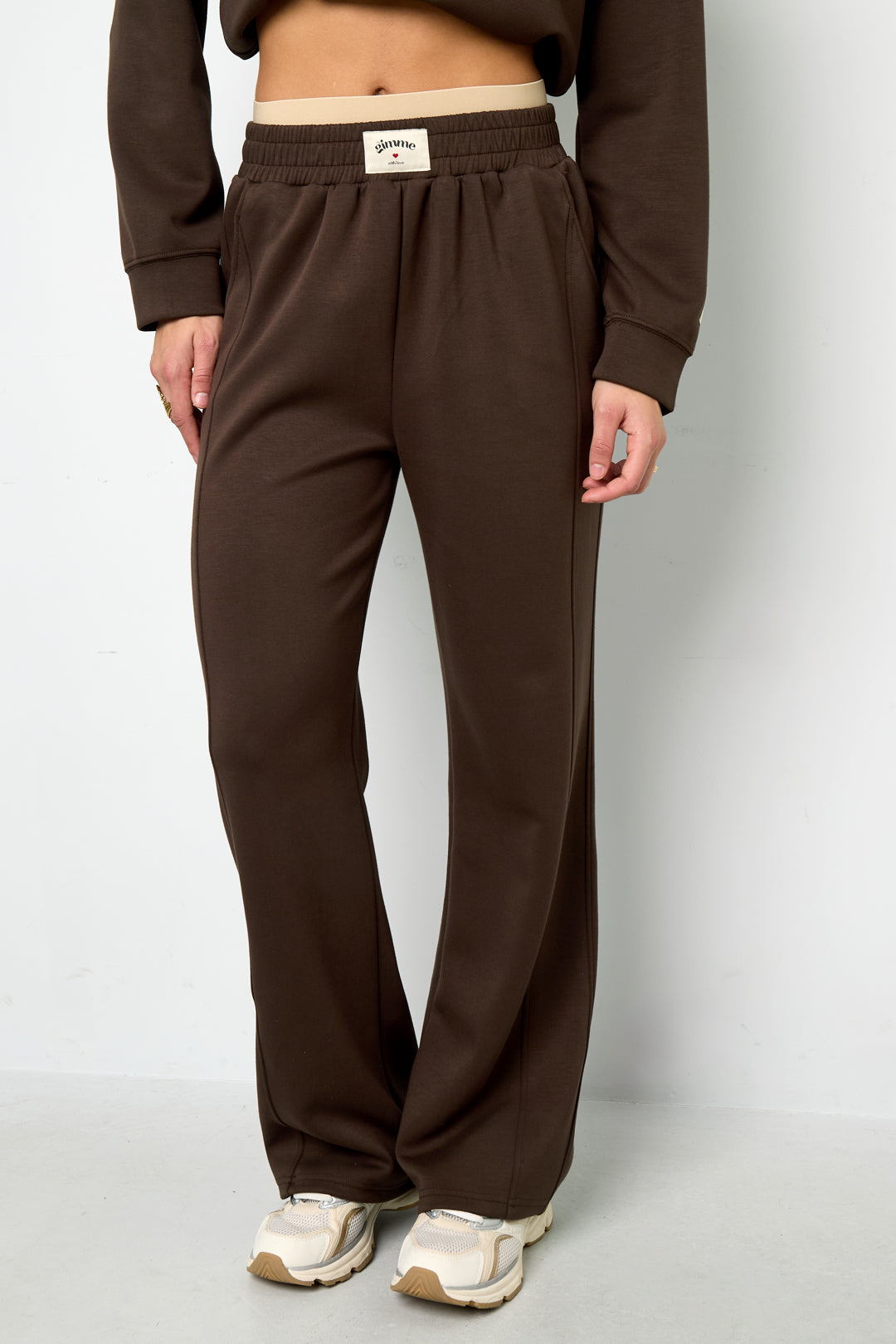 Knitted Polyester Fiber Women's Straight Leg Pants Sporty Solid Color