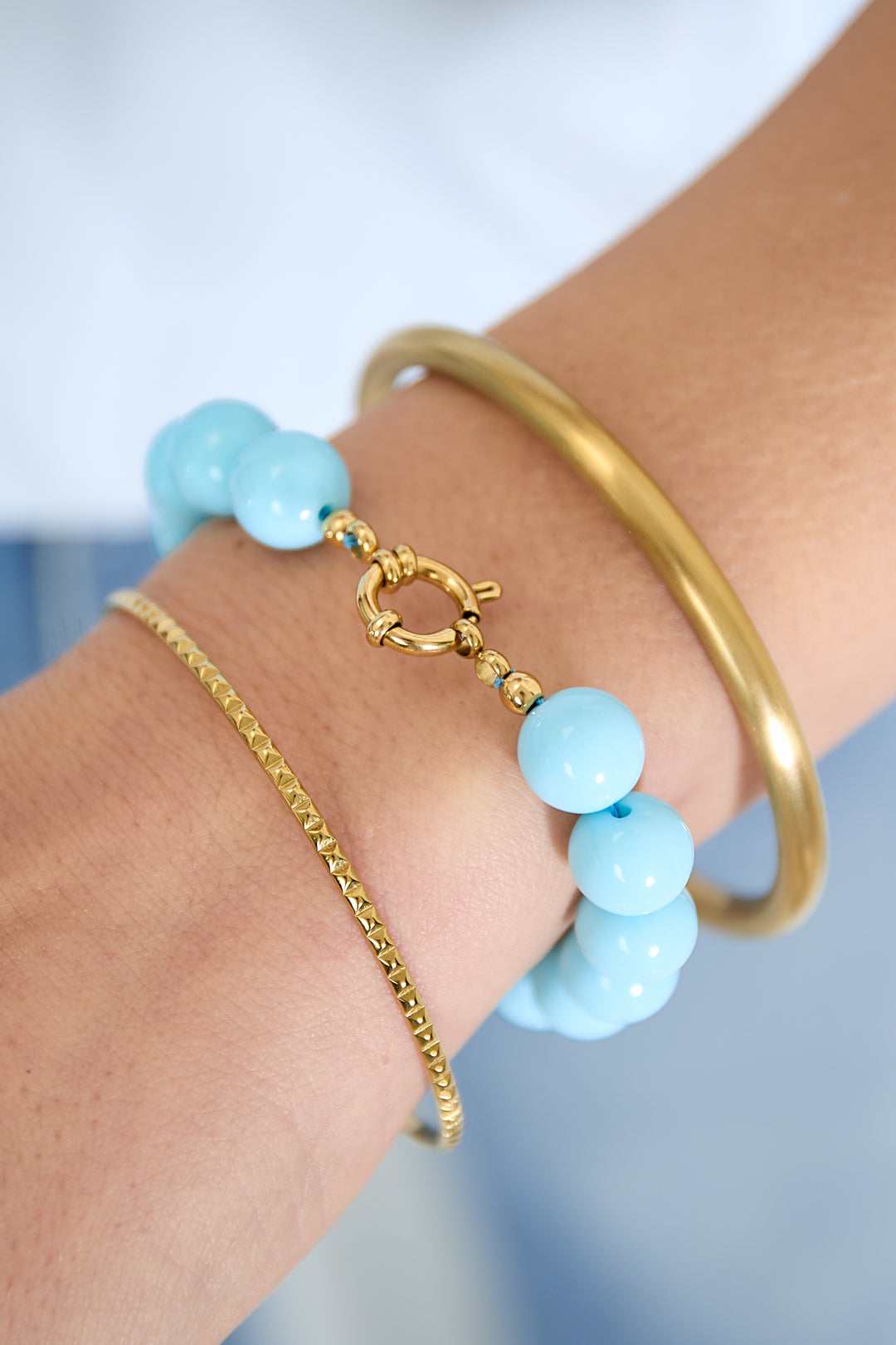 Ketting met medium kralen en frontsluiting-12mm