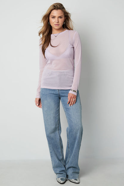Woven Polyester Long Sleeve Top Sheer Sexy