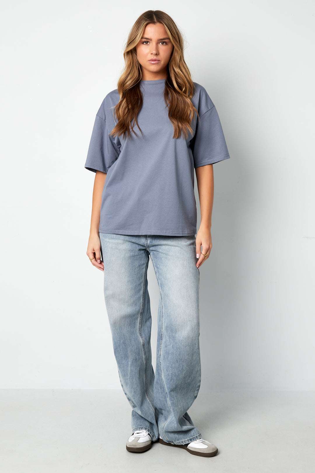 Cotton Knitted Women's T-shirt Casual Solid Color