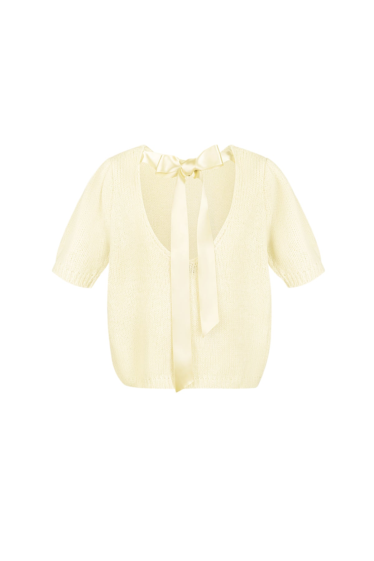 Nylon Women's Short Sleeve Top Knitted Back Tie Design