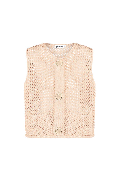 Knitted Polyester Women's Knit Spencer Openwork Design