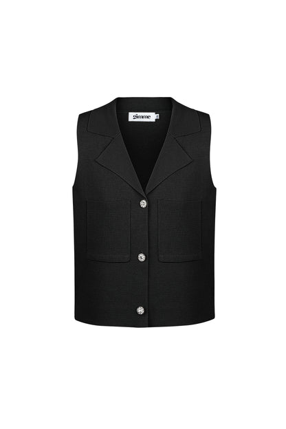 Viscose Women's Sleeveless Top V-Neck Buttoned Front