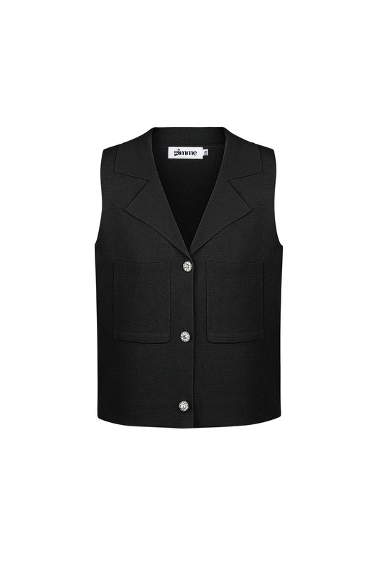 Viscose Women's Sleeveless Top V-Neck Buttoned Front