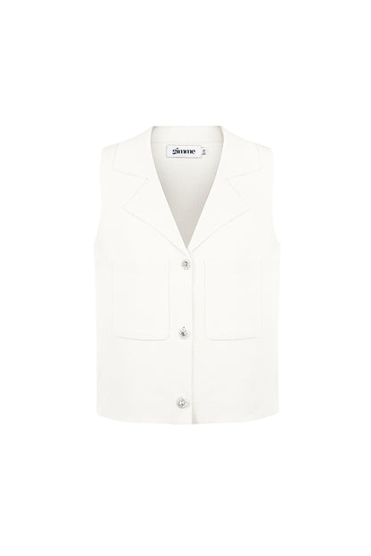 Viscose Women's Sleeveless Top V-Neck Buttoned Front