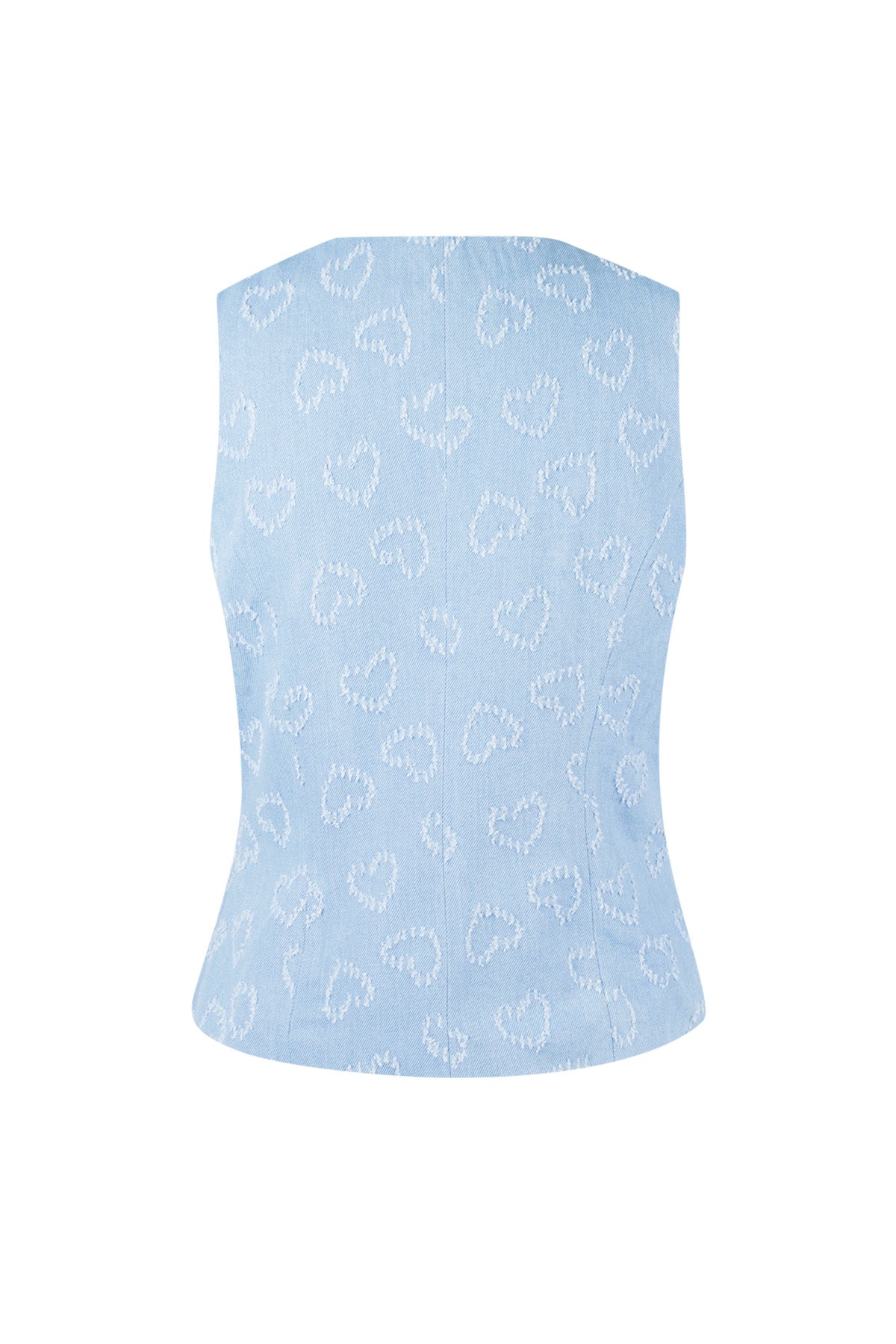 Cotton Women's Sleeveless Top Heart Pattern Button Front