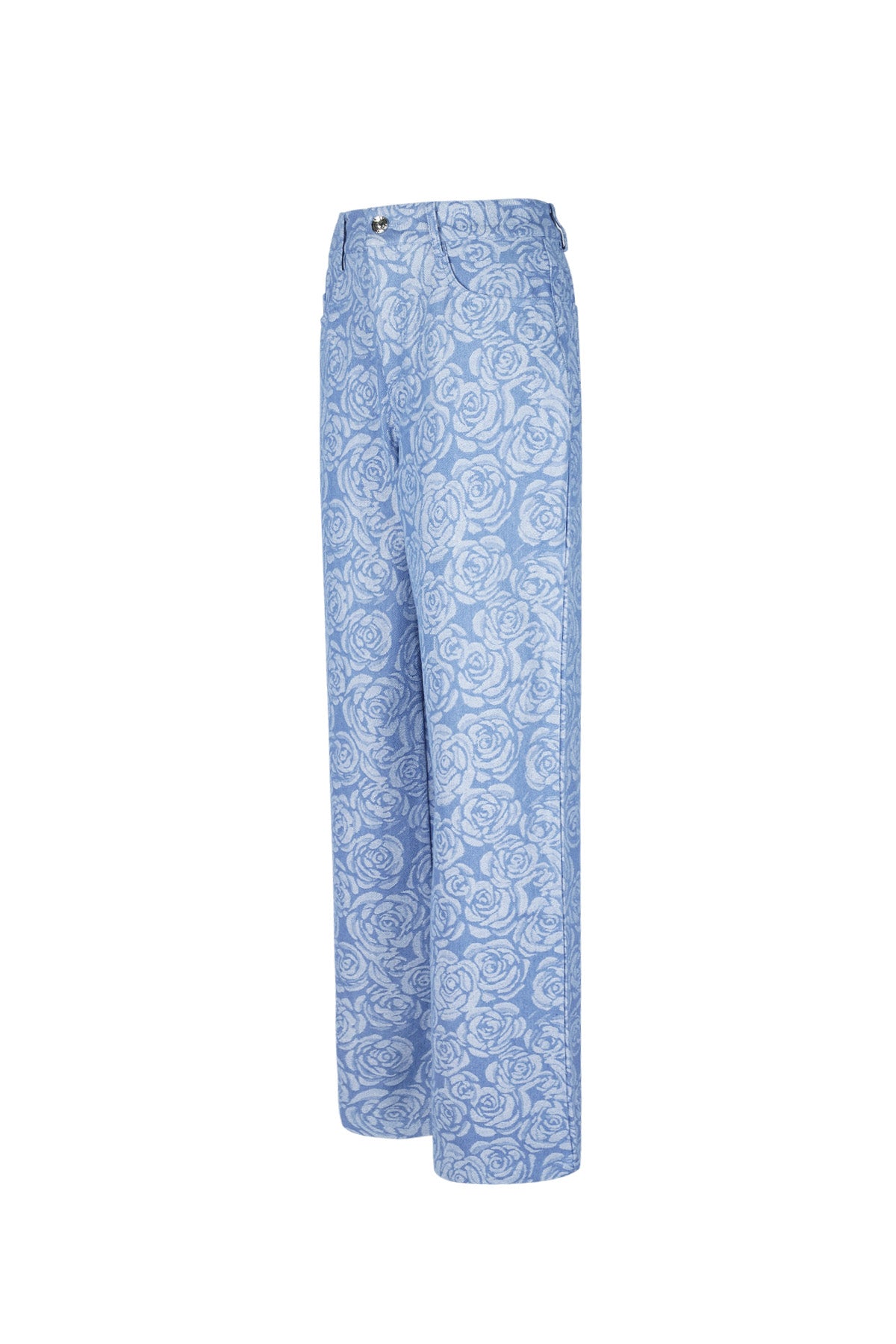 Cotton Woven Women's Straight Leg Pants Casual Floral Print