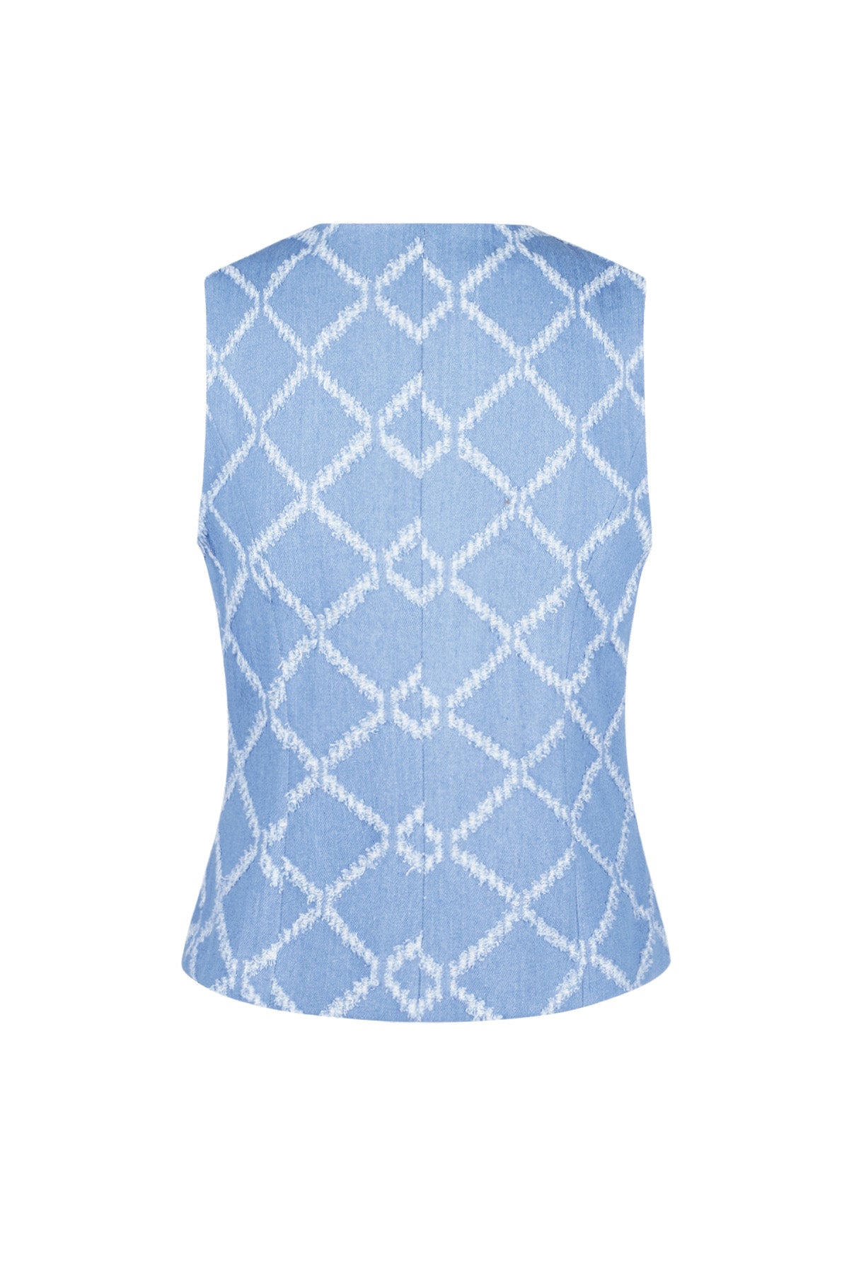 Cotton Women's Sleeveless Top Buttoned Geometric Pattern