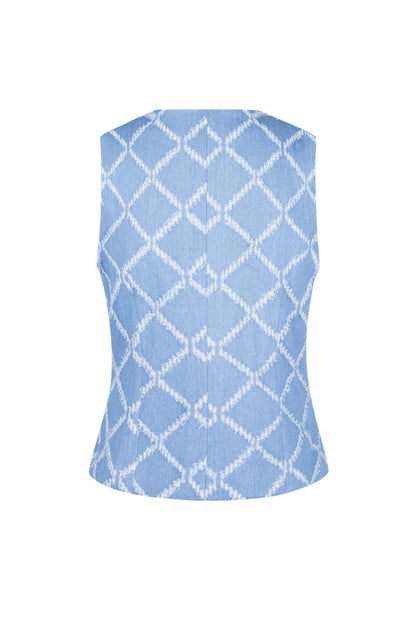 Cotton Women's Sleeveless Top Buttoned Geometric Pattern