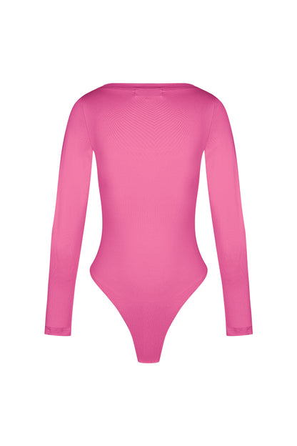 Polyester Women's Long Sleeve Bodysuit High Stretch Form-Fitting