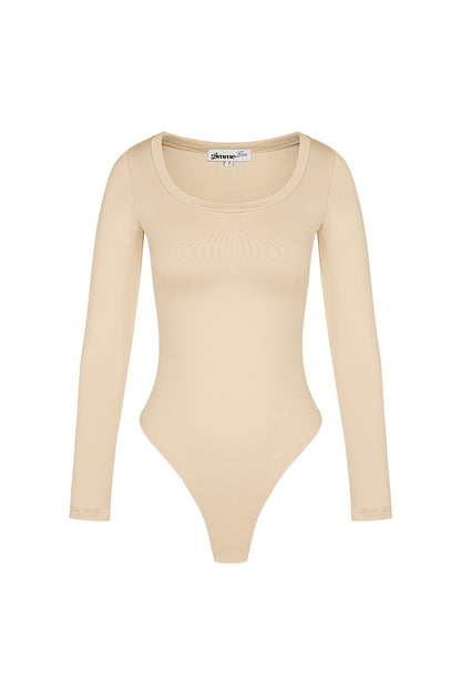 Polyester Women's Long Sleeve Bodysuit High Stretch Form-Fitting