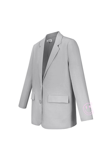 Polyester Women's Blazer Set Oversized Fit with Embroidered Logo