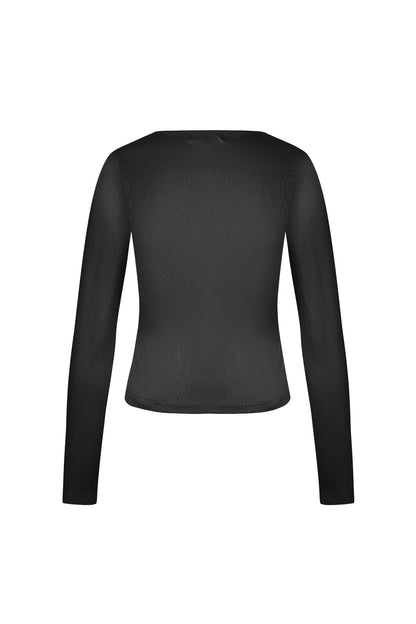 Polyester Women's Long Sleeve Crop Top Square Neckline Bodycon Fit
