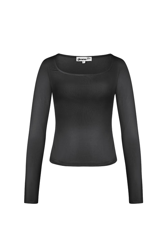 Polyester Women's Long Sleeve Crop Top Square Neckline Bodycon Fit