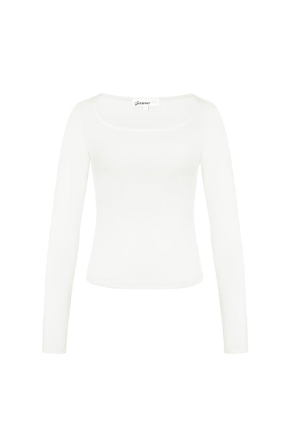 Polyester Women's Long Sleeve Crop Top Square Neckline Bodycon Fit