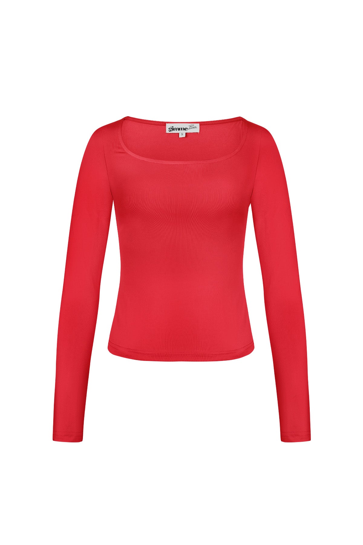 Polyester Women's Long Sleeve Crop Top Square Neckline Bodycon Fit