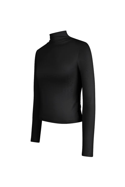 Polyester Women's Long Sleeve Top Ribbed Turtleneck