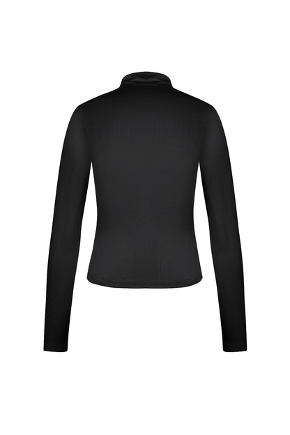 Polyester Women's Long Sleeve Top Ribbed Turtleneck