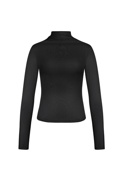 Polyester Women's Long Sleeve Top Ribbed Turtleneck