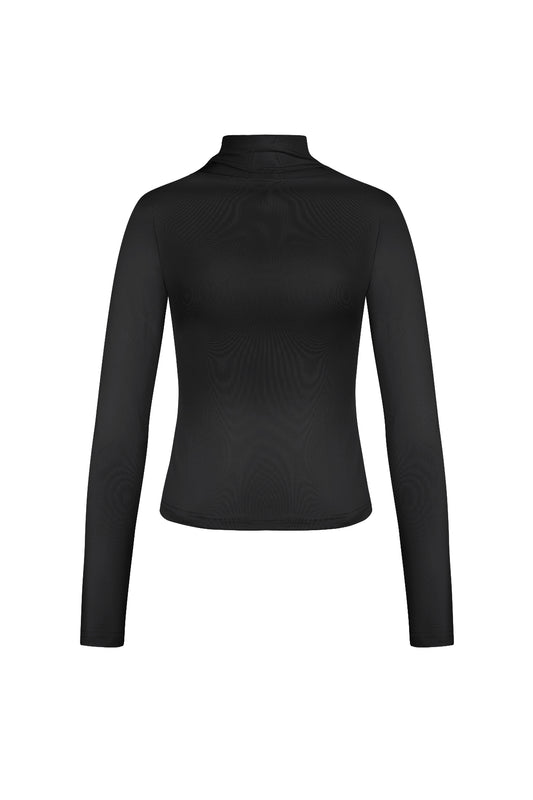 Polyester Women's Long Sleeve Top Ribbed Turtleneck