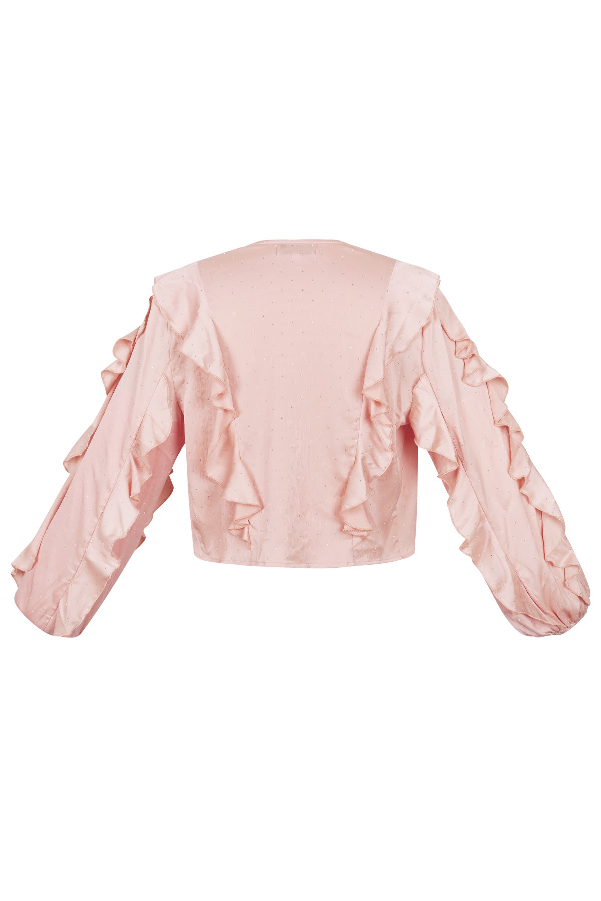 Polyester Women's Long Sleeve Top Ruffled Front Tie