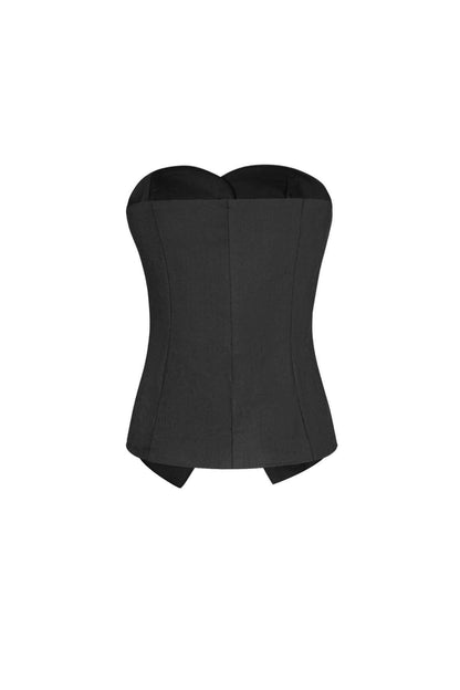 Polyester Women's Sleeveless Top Structured Buttoned Design