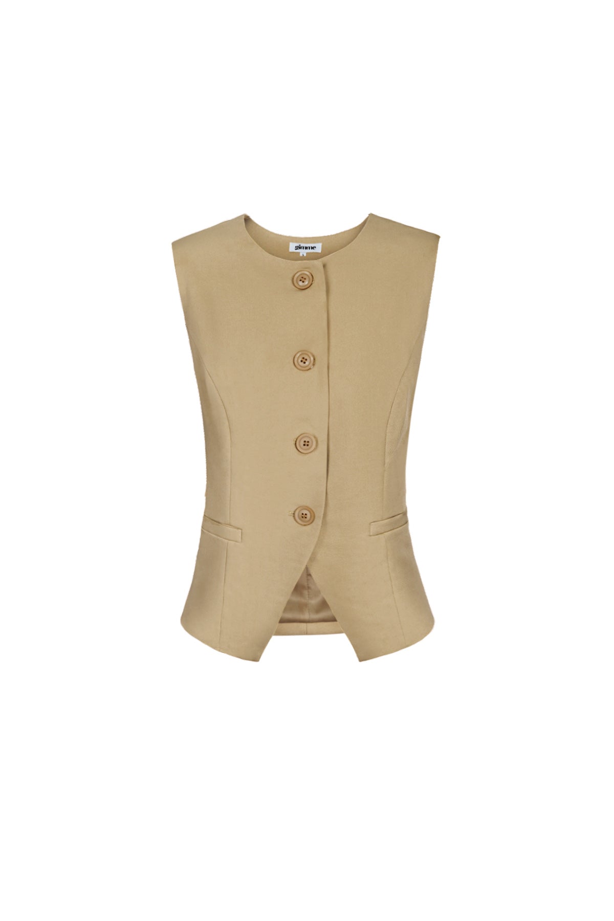 Polyester Women's Sleeveless Top Structured Button-Down Design