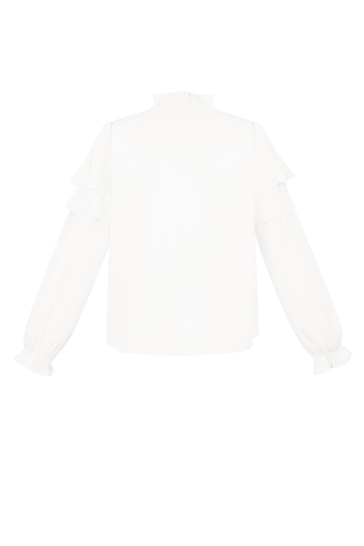 Polyester Women's Long Sleeve Top Ruffled V-Neck
