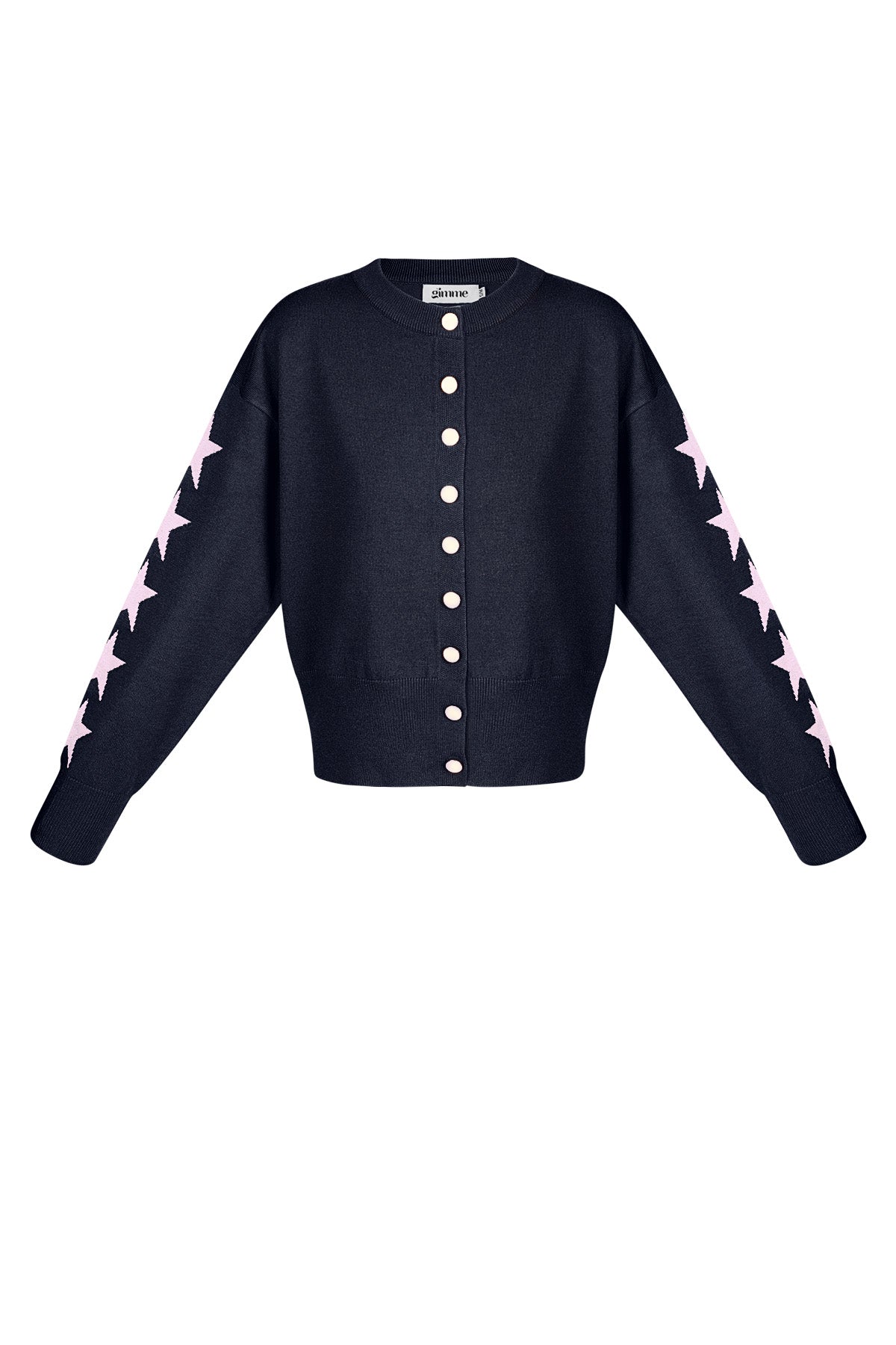 Viscose Knit Cardigan Women's Cropped Style Star Pattern