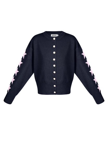 Viscose Knit Cardigan Women's Cropped Style Star Pattern