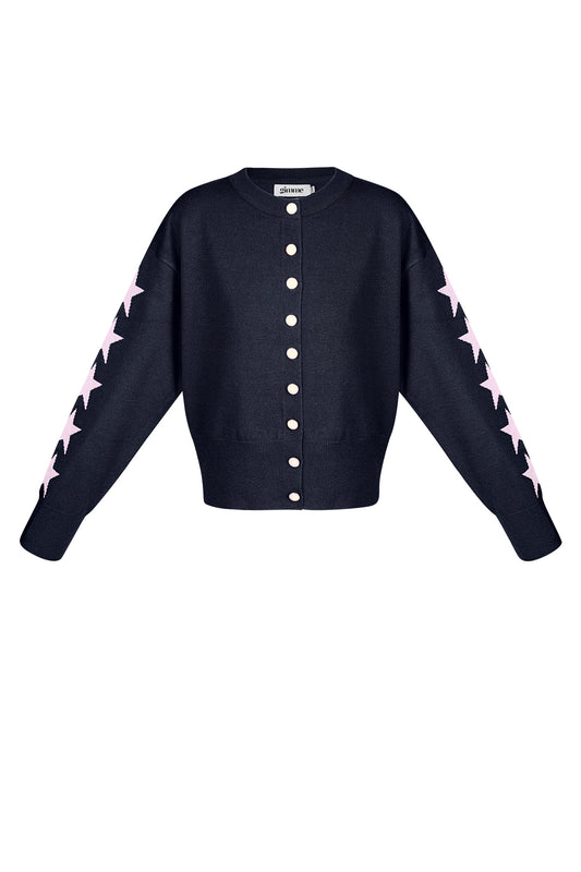 Viscose Knit Cardigan Women's Cropped Style Star Pattern