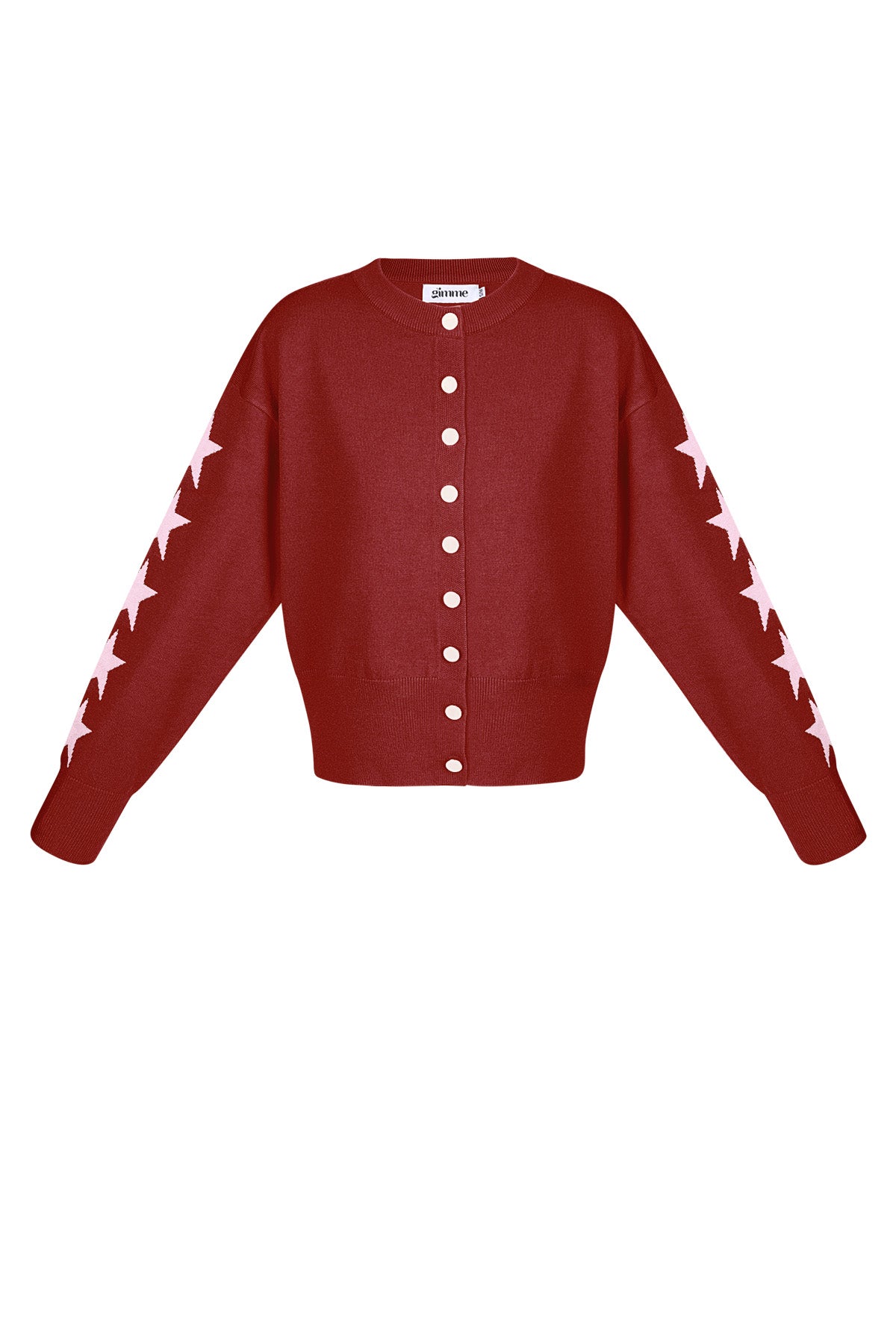 Viscose Knit Cardigan Women's Cropped Style Star Pattern