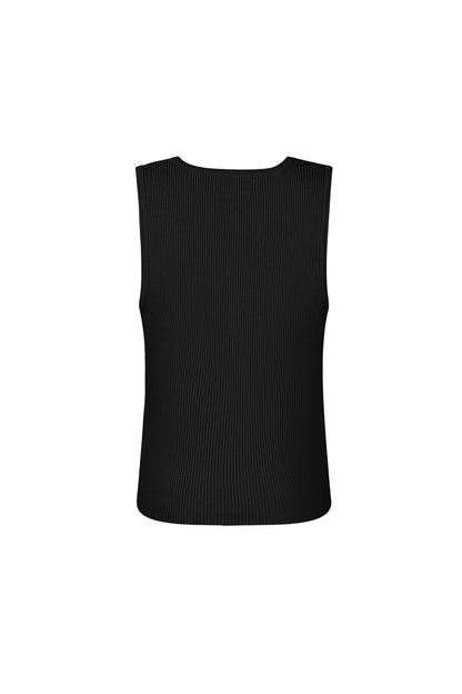 Viscose Women's Sleeveless Top Ribbed Knit Button Front
