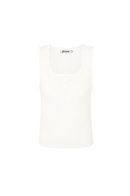 Viscose Women's Sleeveless Top Ribbed Knit Button Front