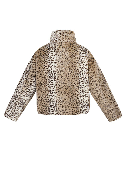 Polyester Faux Fur Women's Jacket Leopard Print Cozy Warm