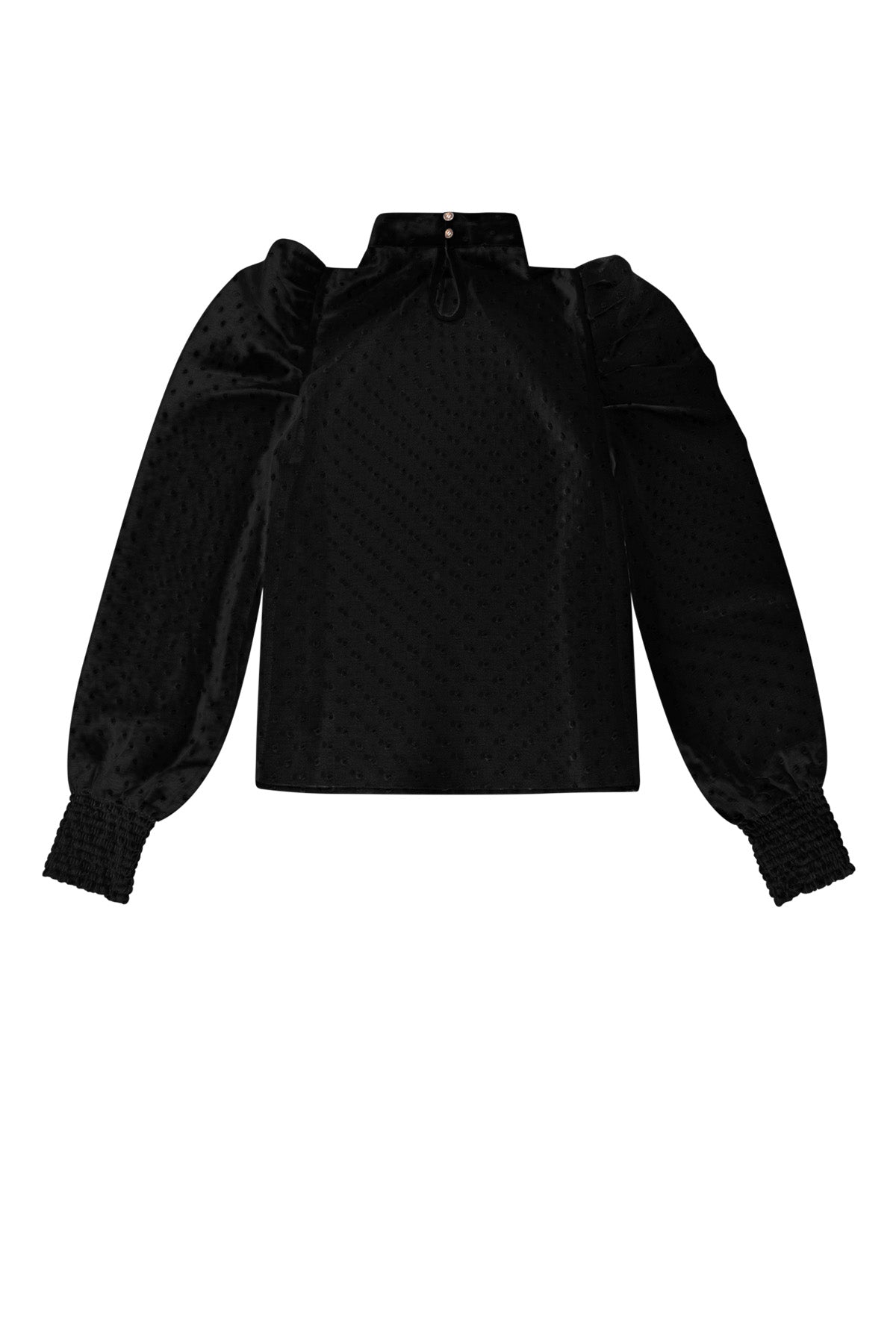 Polyester Women's Long Sleeve Top Puff Sleeve High Neck