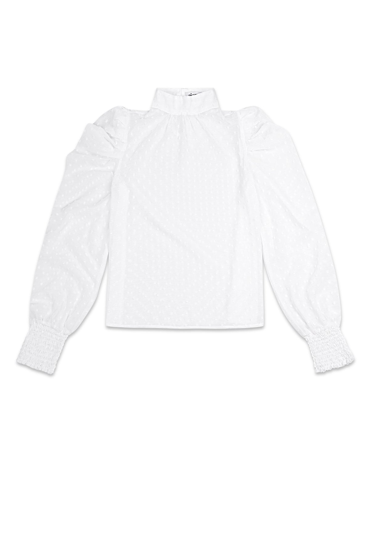 Polyester Women's Long Sleeve Top Puff Sleeve High Neck