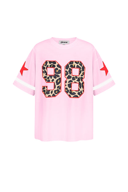 Cotton Women's T-shirt Oversized Leopard Print Number 98