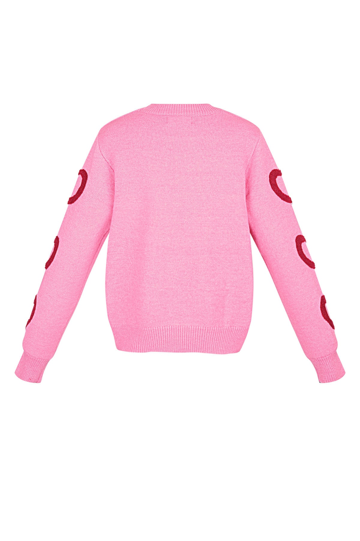 Knitted Wool Blend Women's Crewneck Sweater Heart Pattern Design