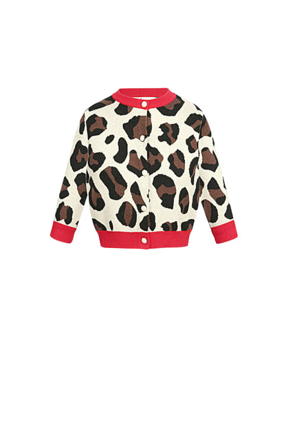 Viscose Knit Cardigan Women's Leopard Print Pattern Stylish