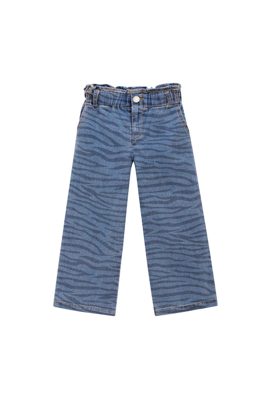 Cotton Denim Pants Casual Zebra Stripes