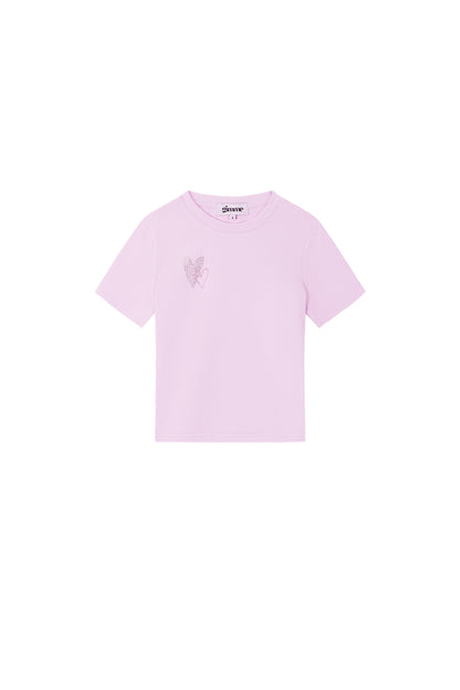 Cotton Children's T-shirt Casual Embroidered Heart Design