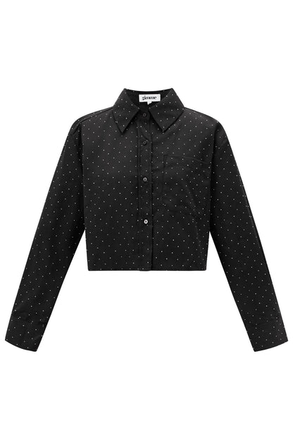 Cotton Women's Cropped Blouse Classic Button-Down
