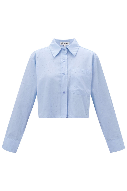Cotton Women's Cropped Blouse Classic Button-Down