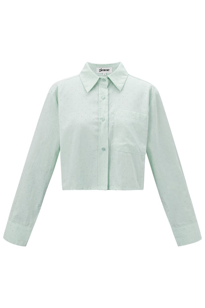Cotton Women's Cropped Blouse Classic Button-Down