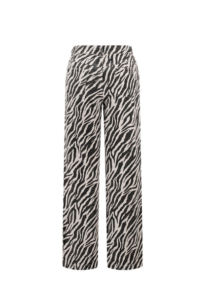Woven Cotton Women's Straight Leg Pants Casual Zebra Stripes